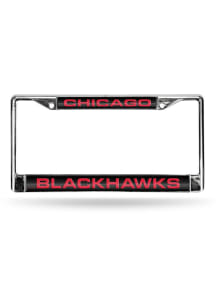 Chicago Blackhawks Team Name Chrome License Plate Frame - Red