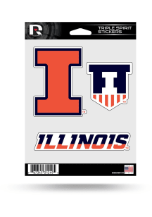Illinois Fighting Illini 3PK Auto Decal - Orange