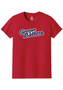 Summit Sportswear Kannapolis Cannon Ballers Youth Red Alt Logo Wordmark Short Sleeve T-Shirt