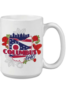 Columbus Skyline and State Flowers 15oz Ceramic Mug - White