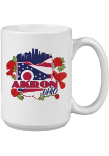 Akron Skyline and State Flowers 15oz Ceramic Mug - White