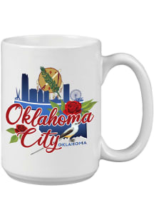 Oklahoma City Skyline and State Flowers 15oz Ceramic Mug - White