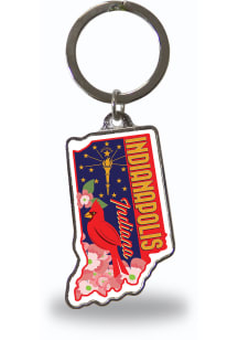 Indianapolis State Shape Keychain - White