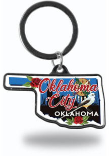 Oklahoma City State Shape Keychain - White