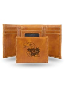 Kansas Jayhawks Laser Engraved Mens Trifold Wallet