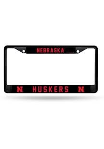 Nebraska Cornhuskers Black Chrome Design License Plate Frame - Black