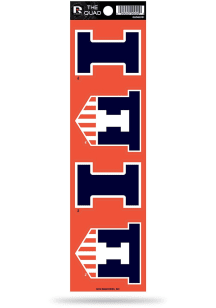 Illinois Fighting Illini Quad Auto Decal - Orange