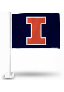Illinois Fighting Illini Black Pole Car Flag - Blue