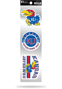 Kansas Jayhawks 3pc Retro Spirit Auto Decal - Red