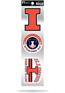 Illinois Fighting Illini 3pk Retro Auto Decal - Orange