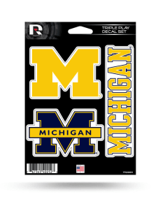 Michigan Wolverines Triple Play Auto Decal - Blue