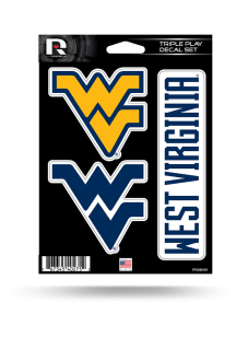 West Virginia Mountaineers Triple Play Auto Decal - Navy Blue