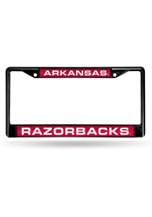 Arkansas Razorbacks Black Chrome License Plate Frame - Red