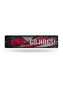 Arkansas Razorbacks Plastic 4X16 Sign - Red