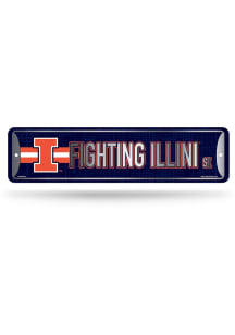 Illinois Fighting Illini Metal Sign - Orange