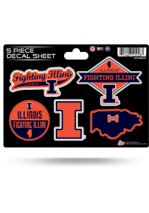 Illinois Fighting Illini 5 Piece Auto Decal - Orange