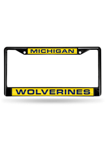 Michigan Wolverines Black Chrome License Plate Frame - Blue