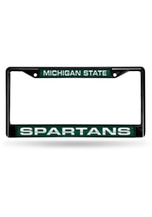 Michigan State Spartans Black Chrome License Plate Frame - Green