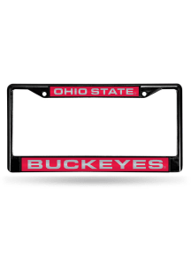 Ohio State Buckeyes Black Chrome License Plate Frame - Red