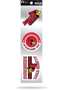 Illinois State Redbirds 3pk Retro Auto Decal - Red