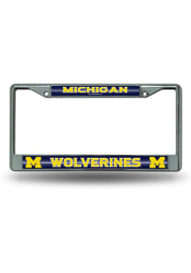 Michigan Wolverines Bling Chrome License Plate Frame - Blue