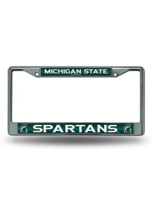 Michigan State Spartans Bling Chrome License Plate Frame - Green