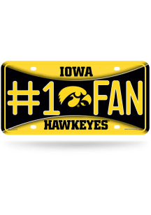 Iowa Hawkeyes Yellow #1 Fan Metal Car Accessory License Plate