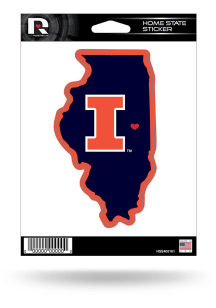 Illinois Fighting Illini Home State Auto Decal - Orange