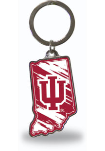 Indiana Hoosiers State Shape Keychain - Crimson