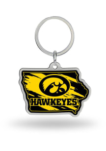 Iowa Hawkeyes State Shape Keychain - Yellow