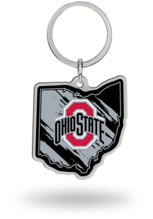 Ohio State Buckeyes State Shape Design Keychain - Red