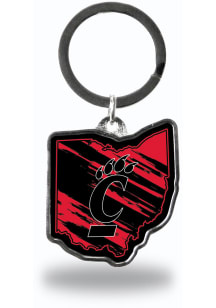 Cincinnati Bearcats State Shape Keychain - Red