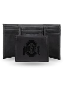 Ohio State Buckeyes Black Faux Leather Mens Trifold Wallet