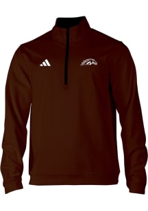 Adidas Western Michigan Broncos Mens Brown Broncos Head Long Sleeve Qtr Zip Pullover