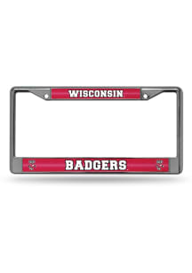 Wisconsin Badgers Bling Chrome License Plate Frame - Red