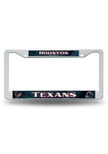 Houston Texans White Plastic License Plate Frame - Blue