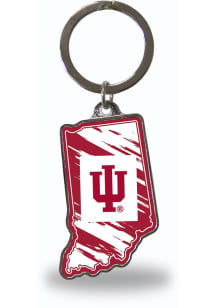 Indiana Hoosiers State Shape Style Keychain - Red