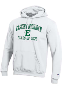 Champion Eastern Michigan Eagles Mens White Primary Class of 2028 Powerblend Long Sleeve Hoodie