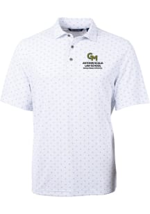 Cutter and Buck George Mason University Mens White Tile Print Short Sleeve Polo