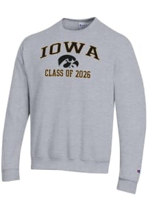Champion Iowa Hawkeyes Mens Grey Font Class of 2026 Powerblend Long Sleeve Crew Sweatshirt