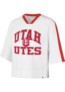 47 Utah Utes Womens White Drop Needle Short Sleeve T-Shirt