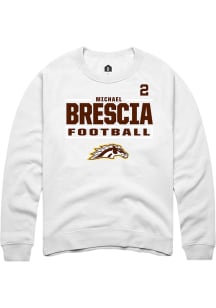 Michael Brescia Western Michigan Broncos Mens White Football NIL Stacked Box Player Crew