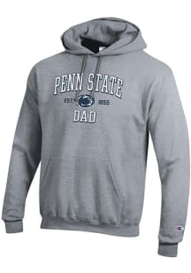 Champion Penn State Nittany Lions Mens Grey Est Date Dad Powerblend Long Sleeve Hoodie