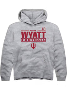 Kellan Wyatt Rally Indiana Hoosiers Youth NIL Stacked Box Long Sleeve Player Hoodie Grey