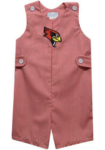 Vive La Fete Illinois State Redbirds Baby Red Gingham Overalls