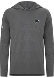 Levelwear San Jose Sharks Mens Ash 0 3D Embroidered Patch Long Sleeve Lightweight Hoodie