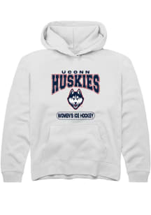 Summit Sportswear UConn Huskies Youth White Women's Ice Hockey Long Sleeve Hoodie