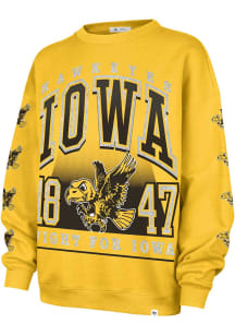 47 Iowa Hawkeyes Womens Gold Go Big Crew Sweatshirt