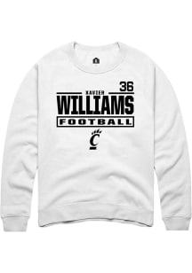 Xavier Williams Cincinnati Bearcats Mens White Football NIL Stacked Box Player Crew