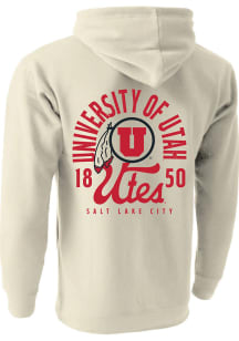 Utah Utes Mens Oatmeal Mascot Overlay Long Sleeve Hoodie
